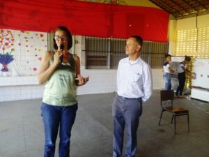 A diretora Josefa Neide e o coordenador do projeto Humberto de Oliveira. Foto: Tíffany Tavares